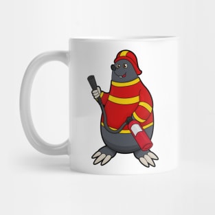 Mole as Firefighter with Fire extinguisher Mug